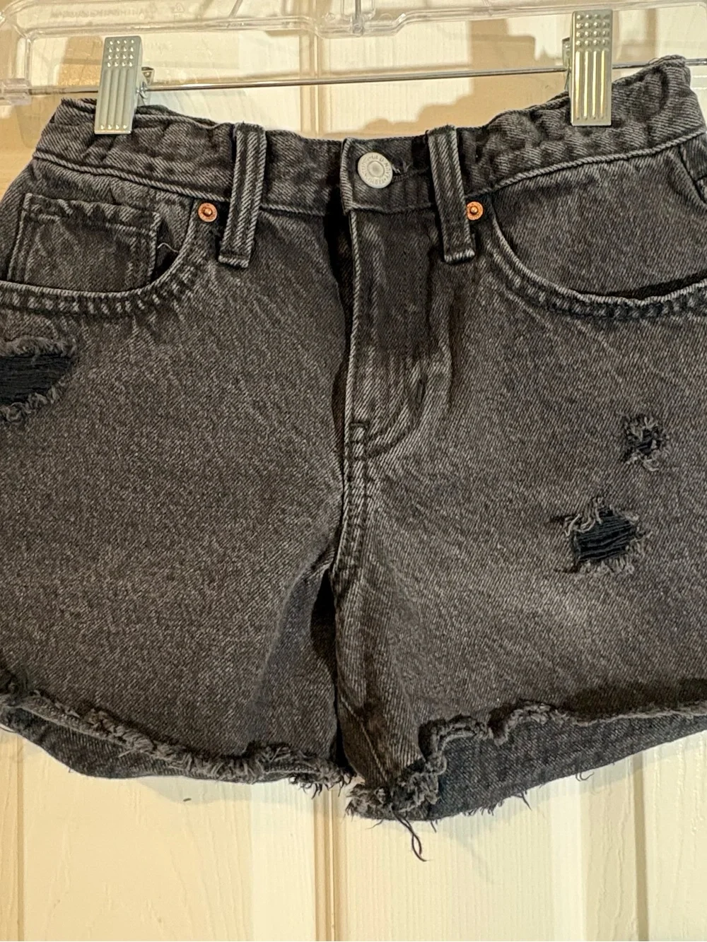 Old Navy Girls Black Distressed and Blue Denim Jean Shorts